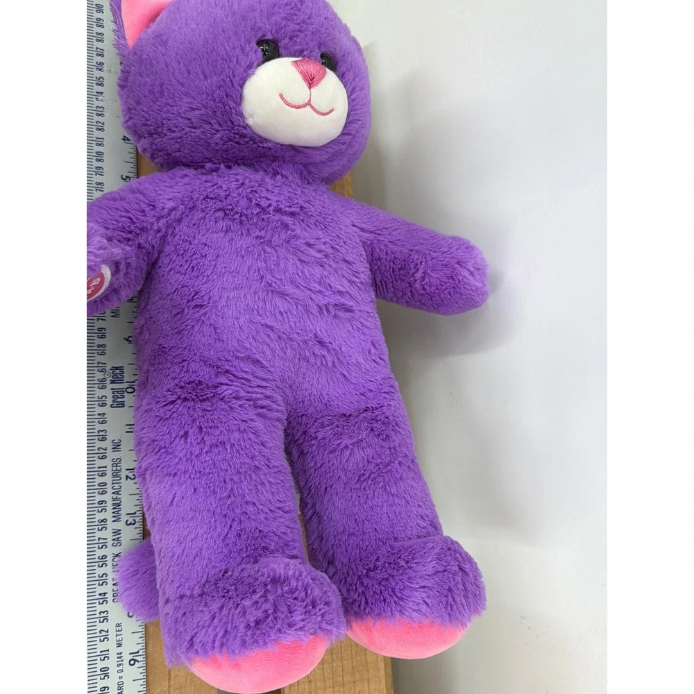 Build-A-Bear Workshop‎ Bright Purple Cat Plush Pink Ears Paw Pads 16 Inch Kitty